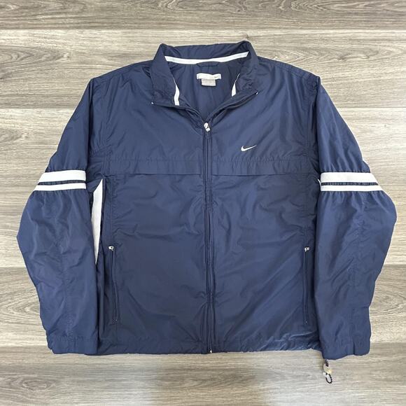Nike Jacket Mens Large Blue Full Zip Athletic Windbreaker Mesh Lined Lightweight - Picture 1 of 5